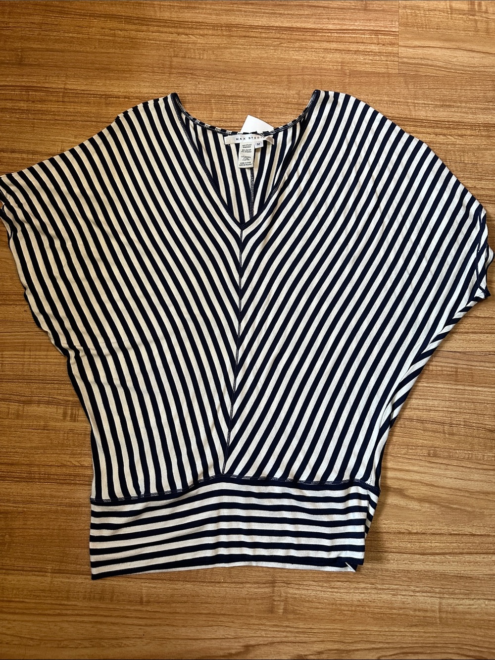 NWT Max Studio navy and white striped top size medium